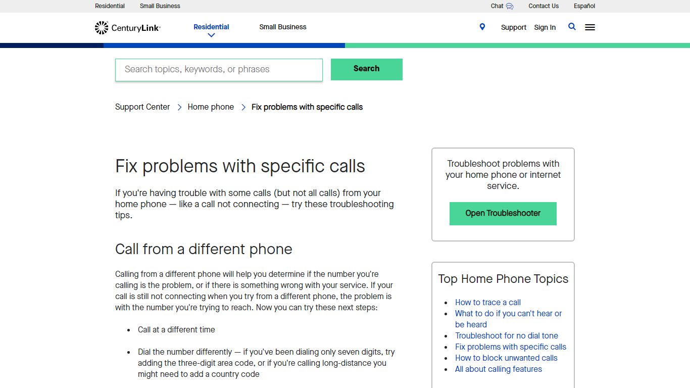 Fix Problems with Calls | CenturyLink